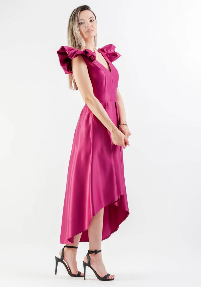 Rochie Moze eleganta asimetrica din tafta cu buzunare laterale
