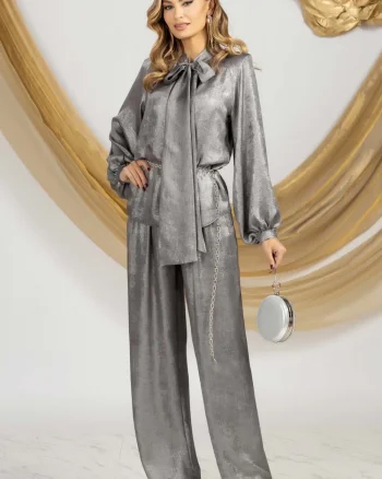 Bluza eleganta cu esarfa maxi si maneca usor bufanta