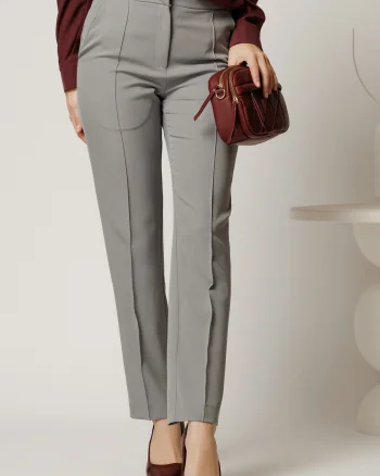 Pantalon DY Fashion gri conici din stofa