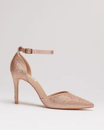 Pantofi eleganti roz pal cu aplicatii stralucitoare
