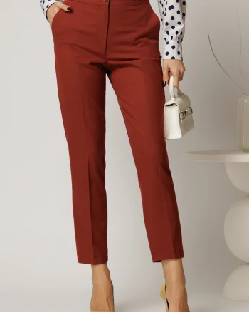 Pantaloni dama conici office caramizii