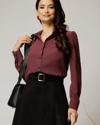 Camasa DY Fashion magenta cu guler si inchidere cu nasturi