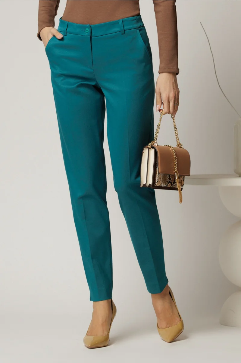 Pantaloni dama conici turcoaz office