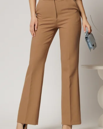 Pantaloni Melody bej lungi croi usor evazat