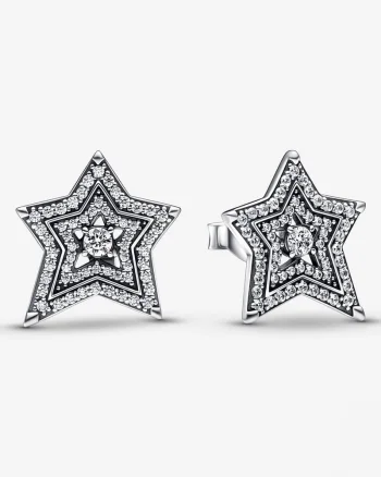 Cercei argint 925, JW490, model stea, placati cu rodiu
