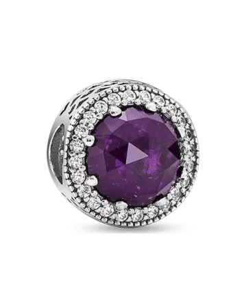 Charm/talisman argint 925, JW1180, model elegant cu piatra mov, placat cu rodiu