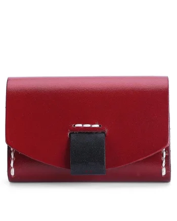 Port card dama, Anara PT1251, piele naturala, Bordo/Negru