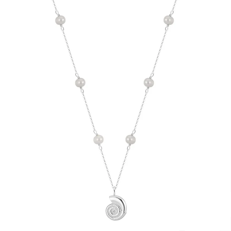 Lantisor argint 925, JW1540, model scoica, placat cu rodiu