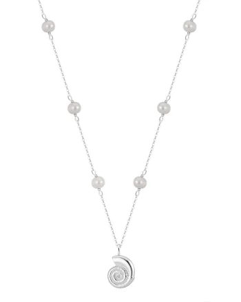 Lantisor argint 925, JW1540, model scoica, placat cu rodiu