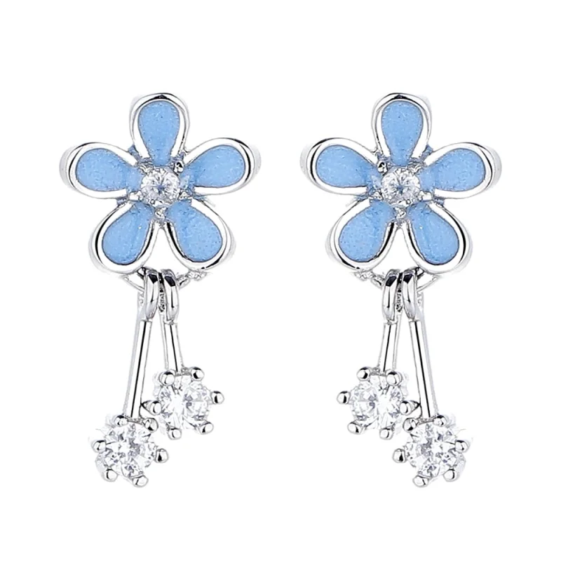 Cercei argint 925, JW1266, model floare, placati cu rodiu