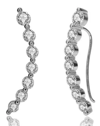 Cercei ear cuffs argint 925, JW674, model elegant, placat cu rodiu