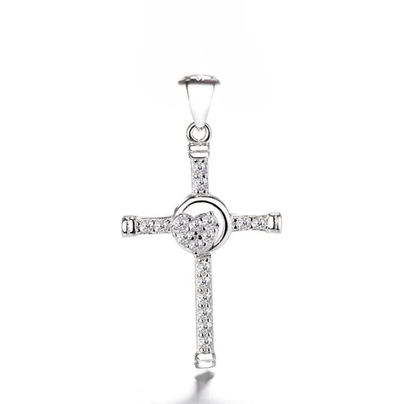 Pandantiv argint 925, JW1298, model cruce, placat cu rodiu