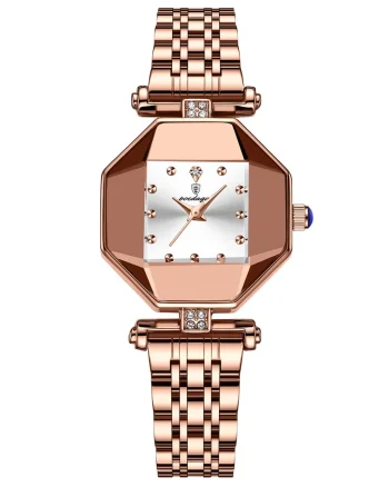 Ceas dama Poedagar CS1505, otel inoxidabil, rose gold, cadran alb