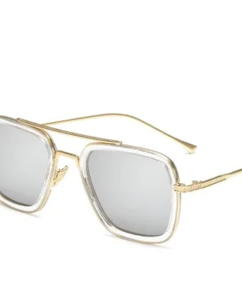 Ochelari de soare unisex, SG168, Alb/Auriu