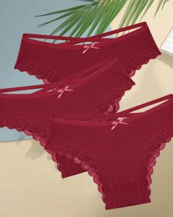Set 3 perechi de chiloti pentru dama, CH103, Bordo