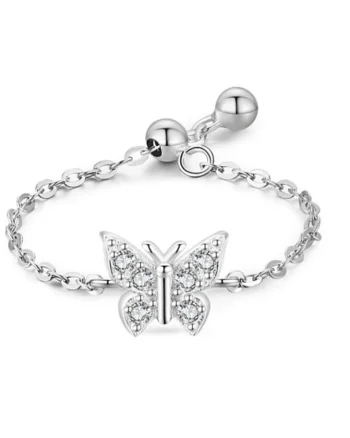 Inel reglabil argint 925, JW1826, model fluture, placat cu rodiu