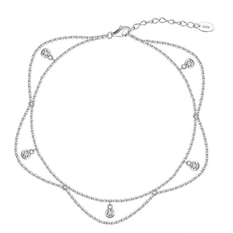Bratara de glezna argint 925, JW1810, model elegant, placata cu rodiu