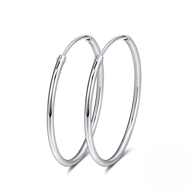Cercei rotunzi argint 925, JW1785, model elegant, placati cu rodiu