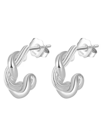 Cercei argint 925, JW1756, model impletit, placati cu rodiu