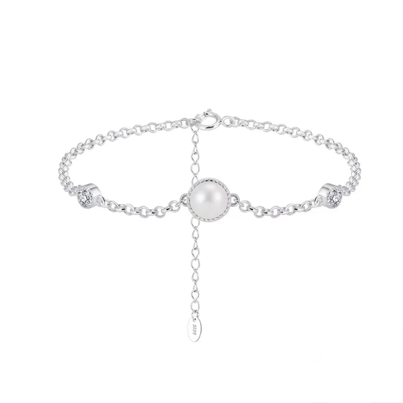 Bratara din argint 925 pentru dama, JW1701, model elegant cu perla, placata cu rodiu