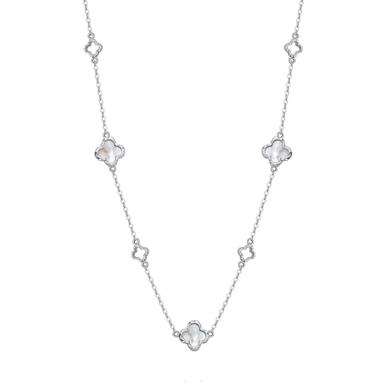 Lantisor argint 925, JW1684, model trifoi, placat cu rodiu