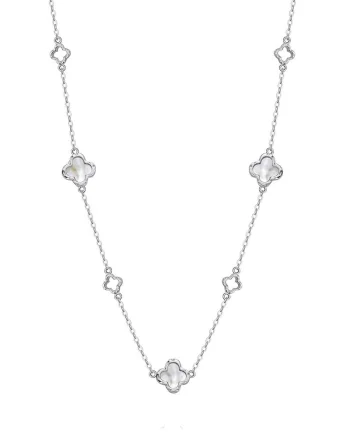 Lantisor argint 925, JW1684, model trifoi, placat cu rodiu