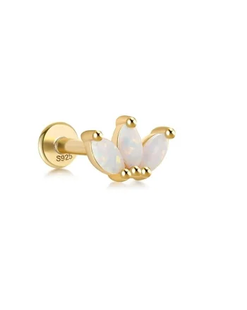 Cercel piercing argint 925, JW1681, model Opal, placat cu aur