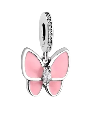 Charm/talisman argint 925, JW1644, model fluture roz, placat cu rodiu