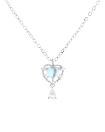 Lantisor argint 925, JW562, model inima, placat cu rodiu