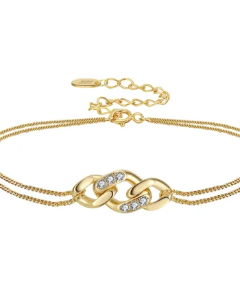 Bratara din argint 925 pentru dama, JW1774, model dublu, placata cu aur