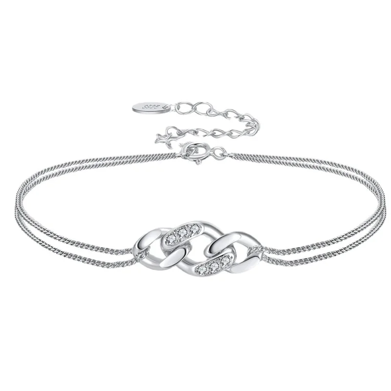Bratara din argint 925 pentru dama, JW1775, model dublu, placata cu rodiu