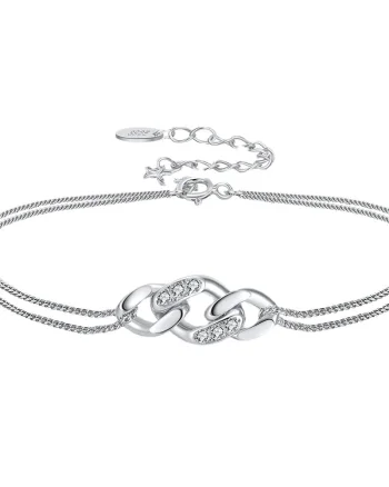 Bratara din argint 925 pentru dama, JW1775, model dublu, placata cu rodiu