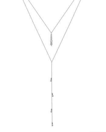 Lantisor argint 925, JW1767, model dublu lung, placat cu rodiu