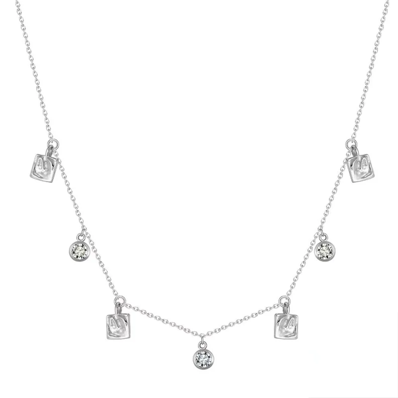 Lantisor argint 925, JW1766, model tip chocher, placat cu rodiu