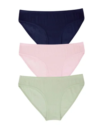 Set 3 perechi de chiloti din bumbac, pentru dama, 35200, Multicolor