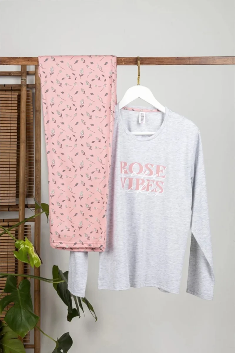 Pijama dama "Everyday", din bumbac, doua piese, 14900, Gri/Roz