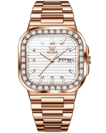 Ceas barbatesc Olevs CS1639, otel inoxidabil, rose gold, cadran alb