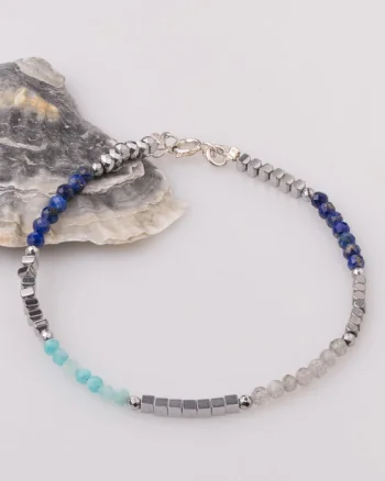 Bratara subtire din hematit cu lapis lazuli