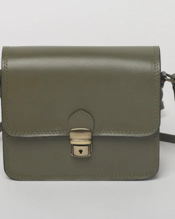 Geanta crossbody kaki din piele naturala, tip postas