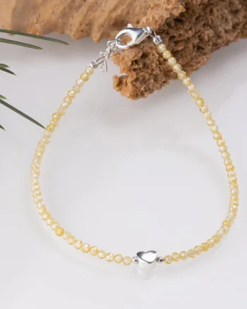 Bratara argint subtire din cubic zirconia galben si piesa din argint