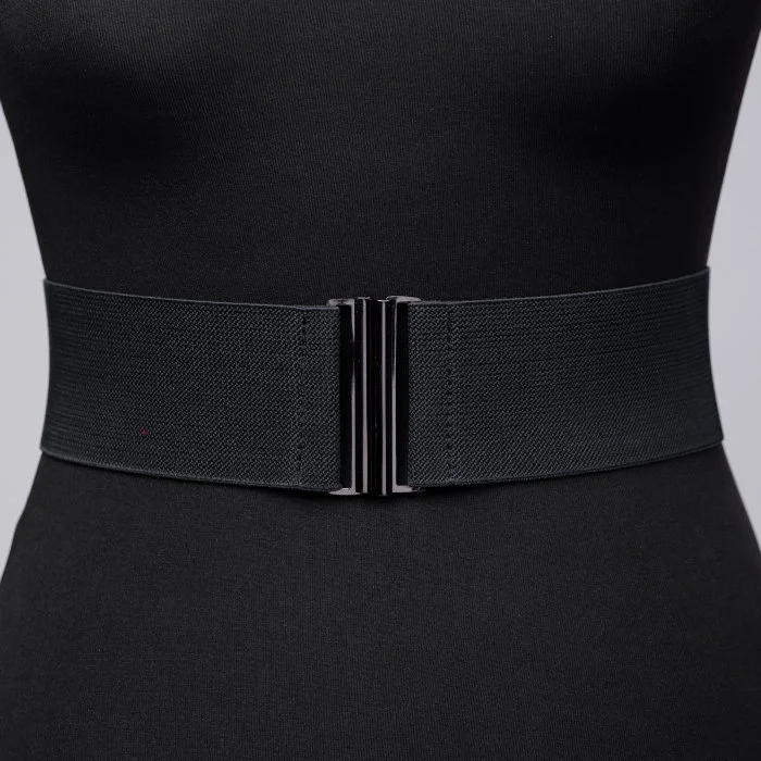 Curea lata neagra din material elastic - 6 cm