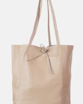 Geanta shopper bej din piele naturala