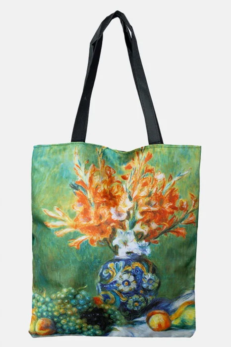 Geanta shopper din material textil, cu imprimeu inspirat dintr-o pictura cu natura statica
