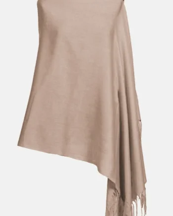 Esarfa bej inchis din cashmere subtire dreptunghiulara