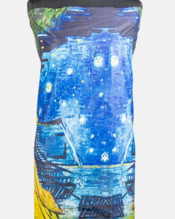 Esarfa cashmere cu doua fete imprimata cu reproducere dupa    Cafeneaua   de Van Gogh
