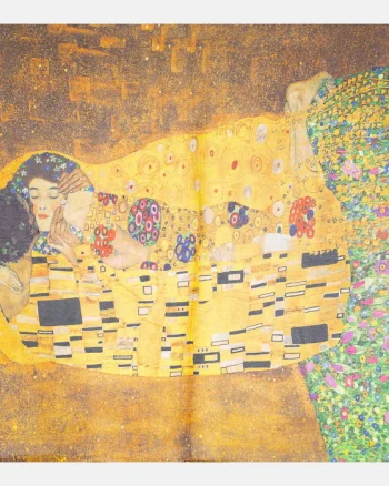 Esarfa patrata cu reproducere dupa   Sarutul    lui Klimt