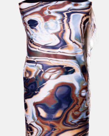 Esarfa cashmere cu model fluid art in nuante de bleumarin, gri si caramiziu