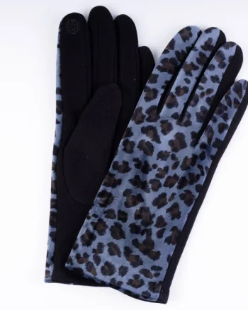 Manusi bleumarin textil cu imitatie animal print cu aspect catifelat