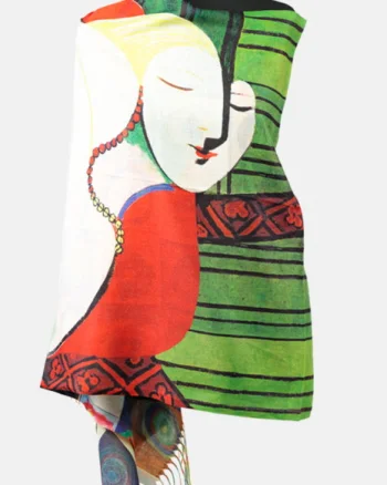 Esarfa cashmere cu fir de lurex, doua fete imprimata cu reproducere dupa    Visul   lui Picasso