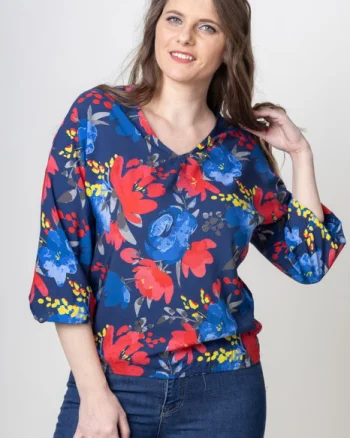 Bluza din vascoza cu imprimeu floral